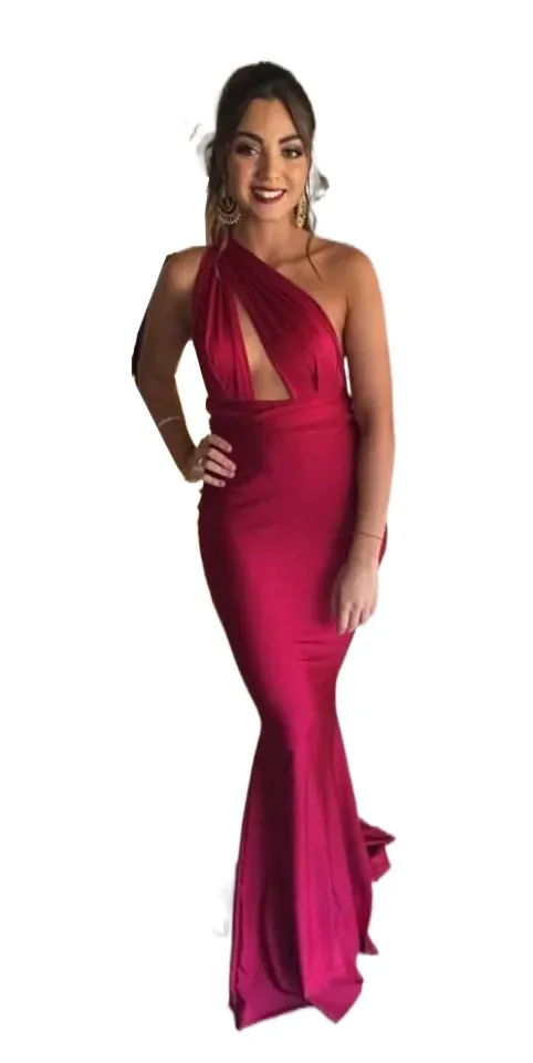 Sexy Mermaid Girls Evening Dresses One Shoulder Sleeveless Sweep Train Evening Gowns Charming Prom Dresses New Design