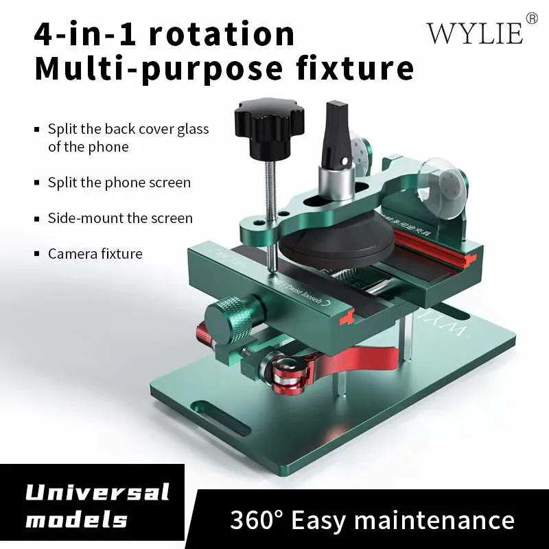 Wylie 4 i 1 Rotation Multi-Purpose Fixture Mobiltelefon Uppvärmning Gratis skärm Borttagning Separate Clamp Back Cover Diasembly Holder