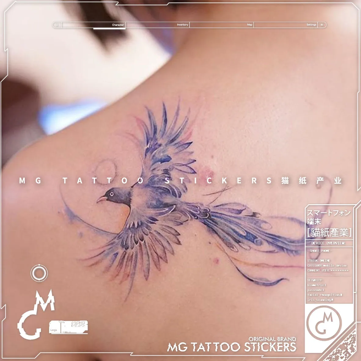 Colorful Phoenix Tattoos Sticker Clavicle Decorate Temporary Tattoos Waterproof Arm Tattoo Women Men Art Fake Tattoos Wholesale