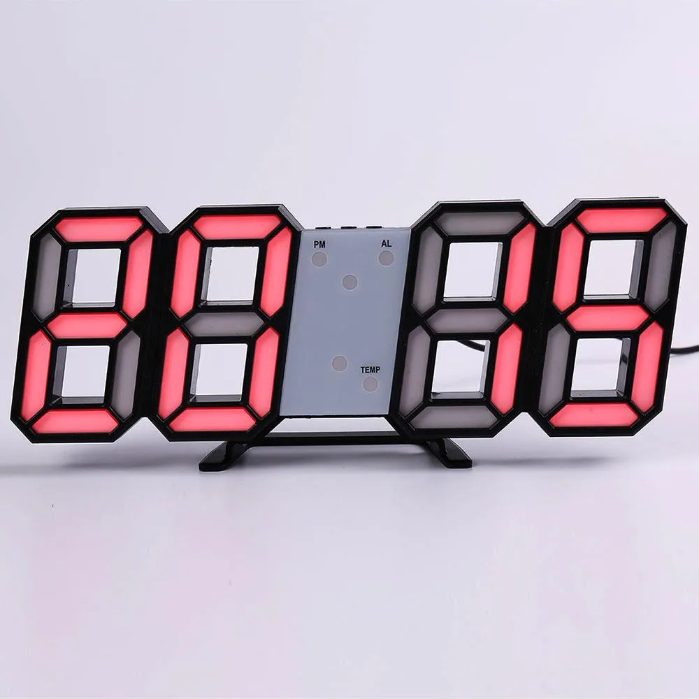 Yastık duvar saati saat 3D LED Dijital Modern Tasarım Oturma Odası Dekor Masası Alarm Alarm Işığı Aydınlık Masaüstü