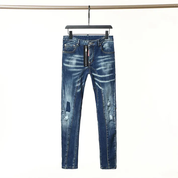 Lange Jeans für Herren, Stretch, schmal, Hip-Hop-Stil, hochwertige Jeans d12