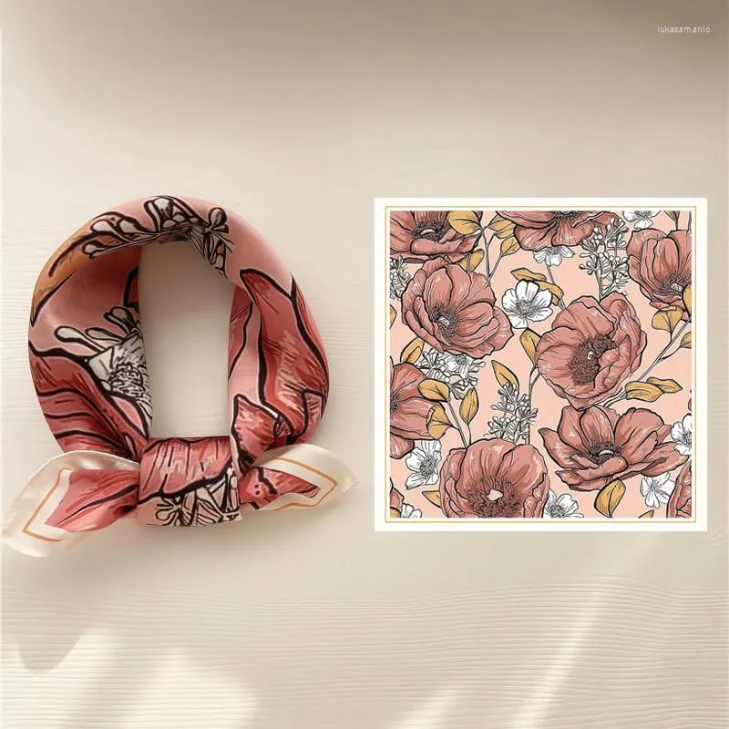 Scarves 53X53CM Small Square Women Scarf Korean Work Profession Girls Fashion Digital Printing Neck Hair Bags Ribbons