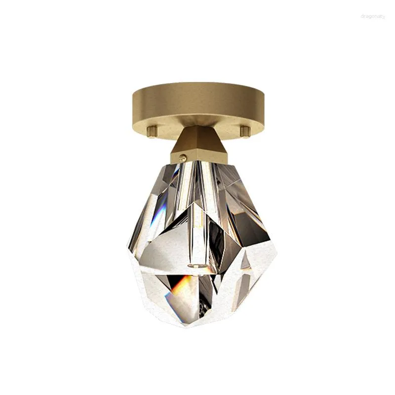 Luzes de teto Lâmpada de latão de luxo pós-moderna Minimalista K9 Cristal LED Montada para corredor Varanda Vestiário Decorativa