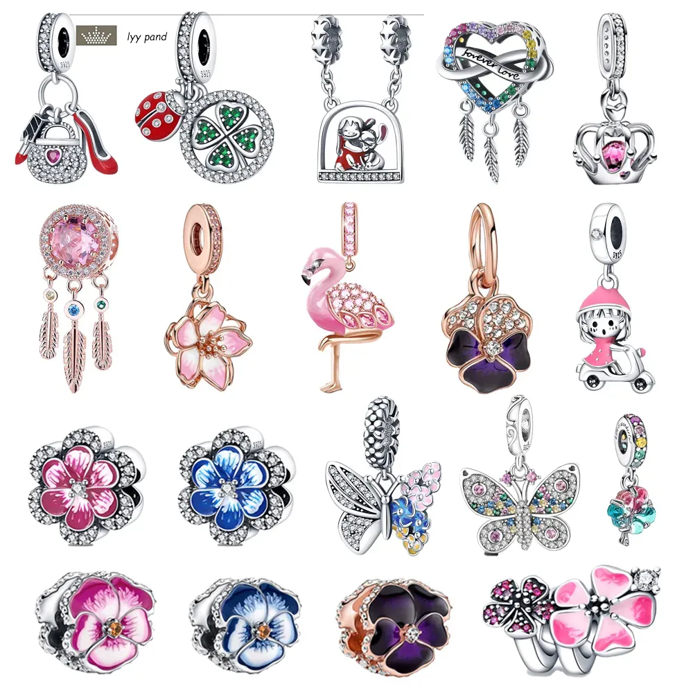 925 Silber Fit Pandora Charm 925 Armband Mode DIY Schmuck Blätter Charms Set für Pandora Charms Schmuck 925 Charm Perlen Zubehör