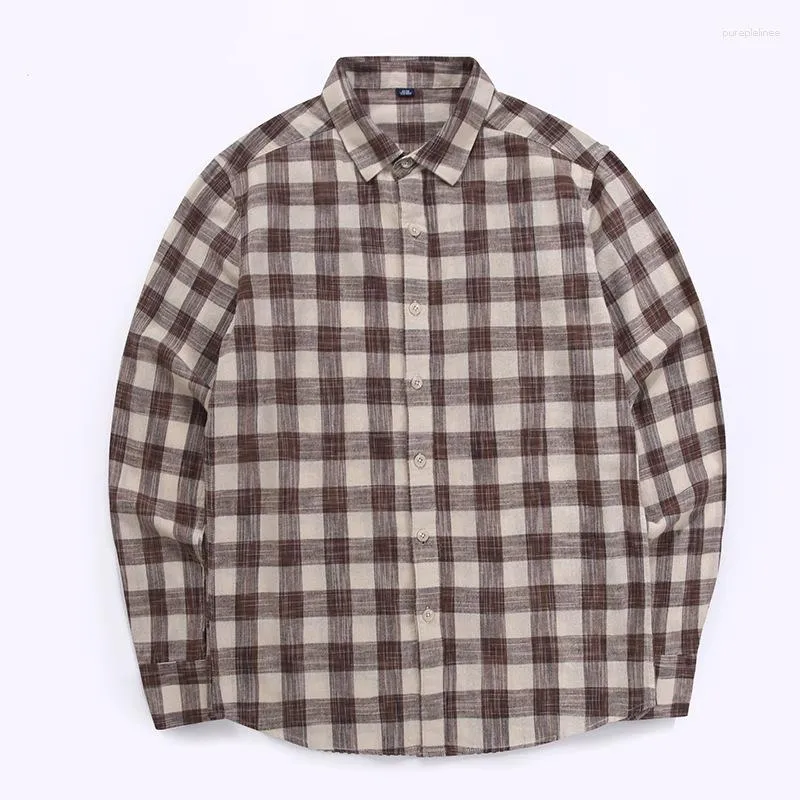 Camicie casual da uomo Shirtquality Plaid Fresh Shirt 2023 Uomo Autunno manica lunga Chemise Homme Cotton Maschio Check Button