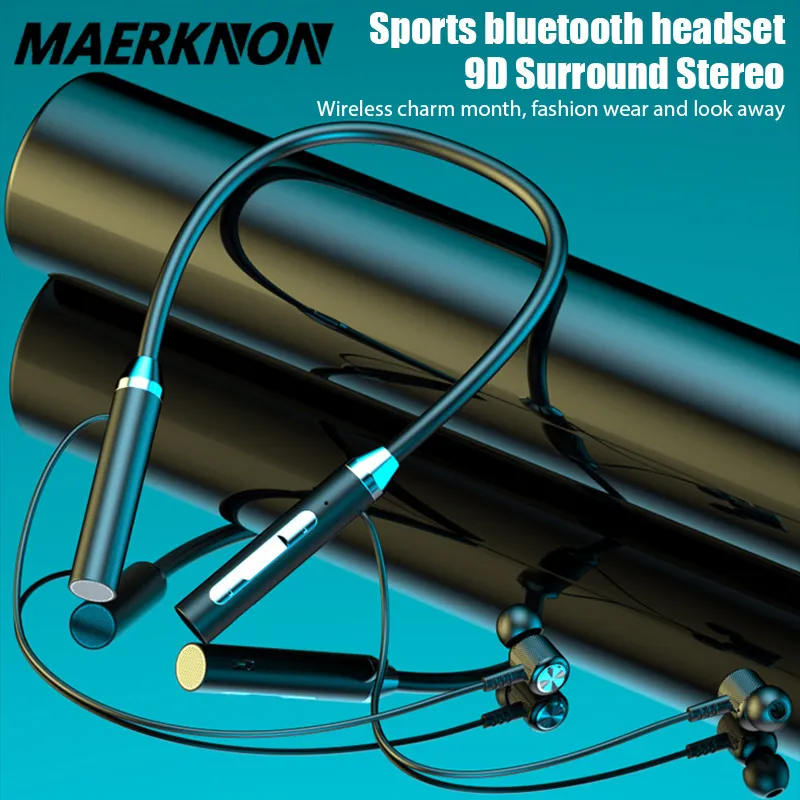 Bluetooth Earphones Trådlösa hörlurar Magnetiska sporthalsband Halande TWS Trådlös Blutooth -headset med Mic Earuds
