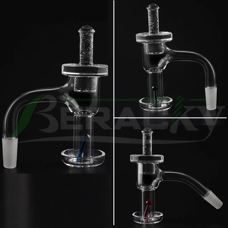 BERACKY Full WELD RÖKNING Terp Slurper Quartz Banger med Quartz Cap Ruby Sapphire Emerald Mushroom Pillar 20mmod Beveled Edge Quartz Nails For Glass Bongs Dab Rigs