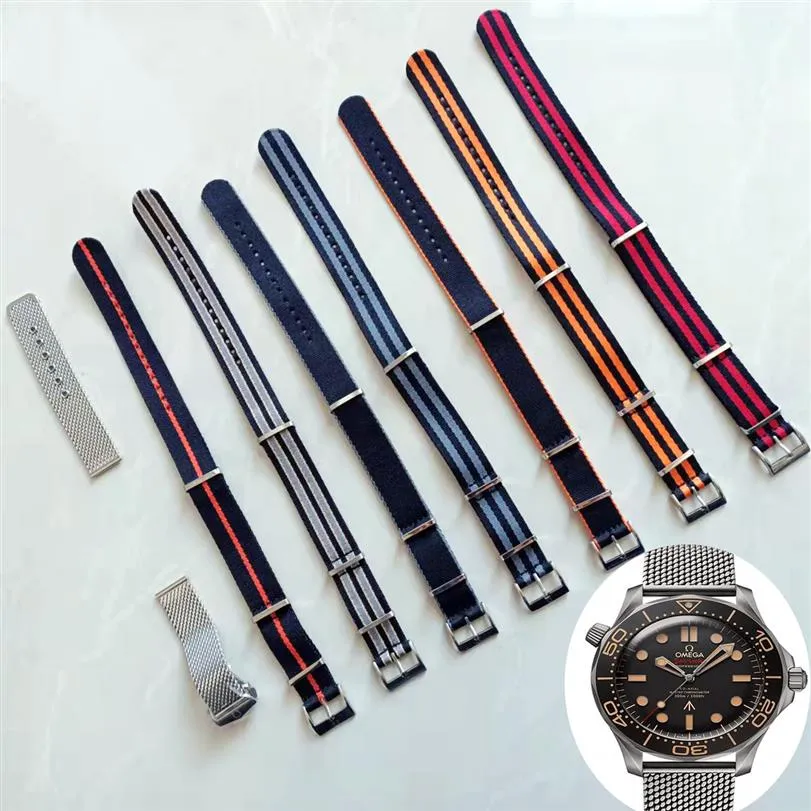 Watch Bands No Time to Die James bond 007 300M Nato strap for Omega Seamaster band watch accessories with silver original steel cl240t Please message bandwidth