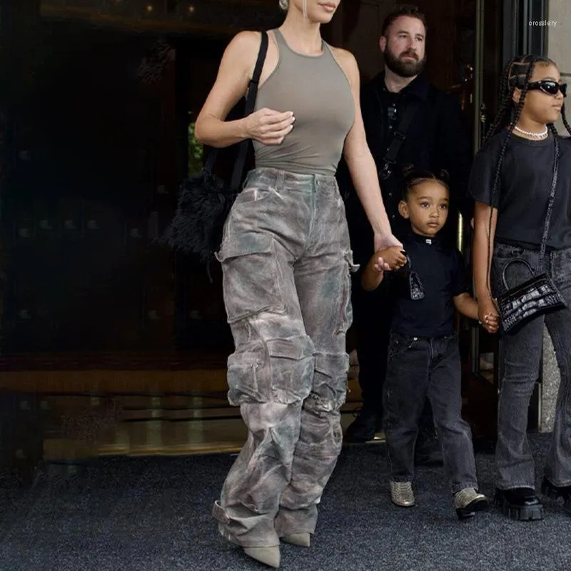 Women s Jeans Design Fashion Camouflage Pants Women Cargo Casual Loose Wide Leg Streetwear Boyfriend Y2k Pocket Baggy Trousers Femme