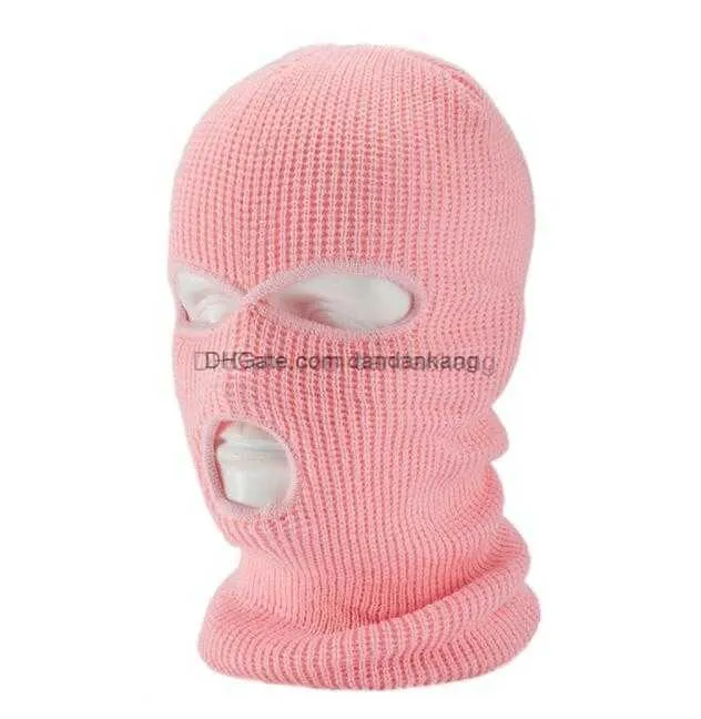 mode stickad hatt vinter varma ansikten masker tre hål balaclava mössa skidåkning löpande masker hatt vindtät ansikte sköld virkning mössa öron muff