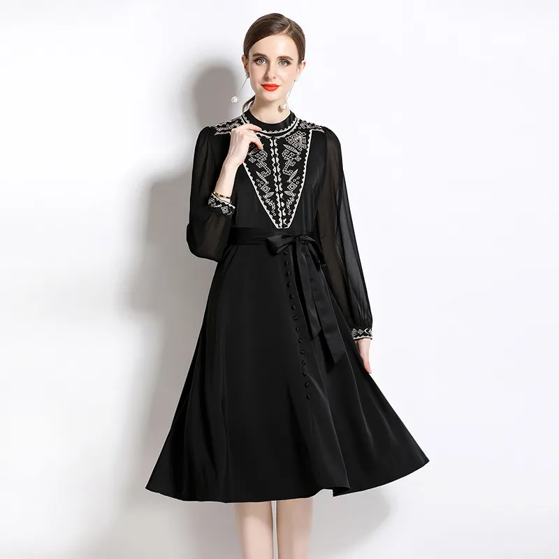 Basic Casual Satin Dress Women Stand Collar Single Breasted High Waist  Bandage Lace Up Black Party Summer from Dhgate Basic & Casual Dresses -  price 44.96