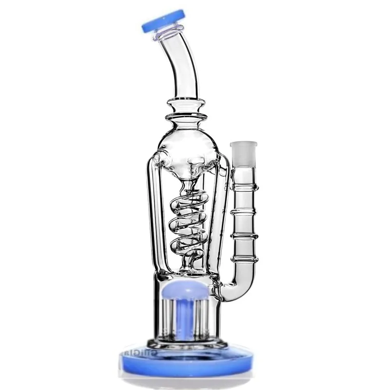 Hookahs Bong Glass tjock glas spiral perc Recylcle Oil Rigs Arm Tree Perc Filter Glasrör Vattenrör med 14 mm fog