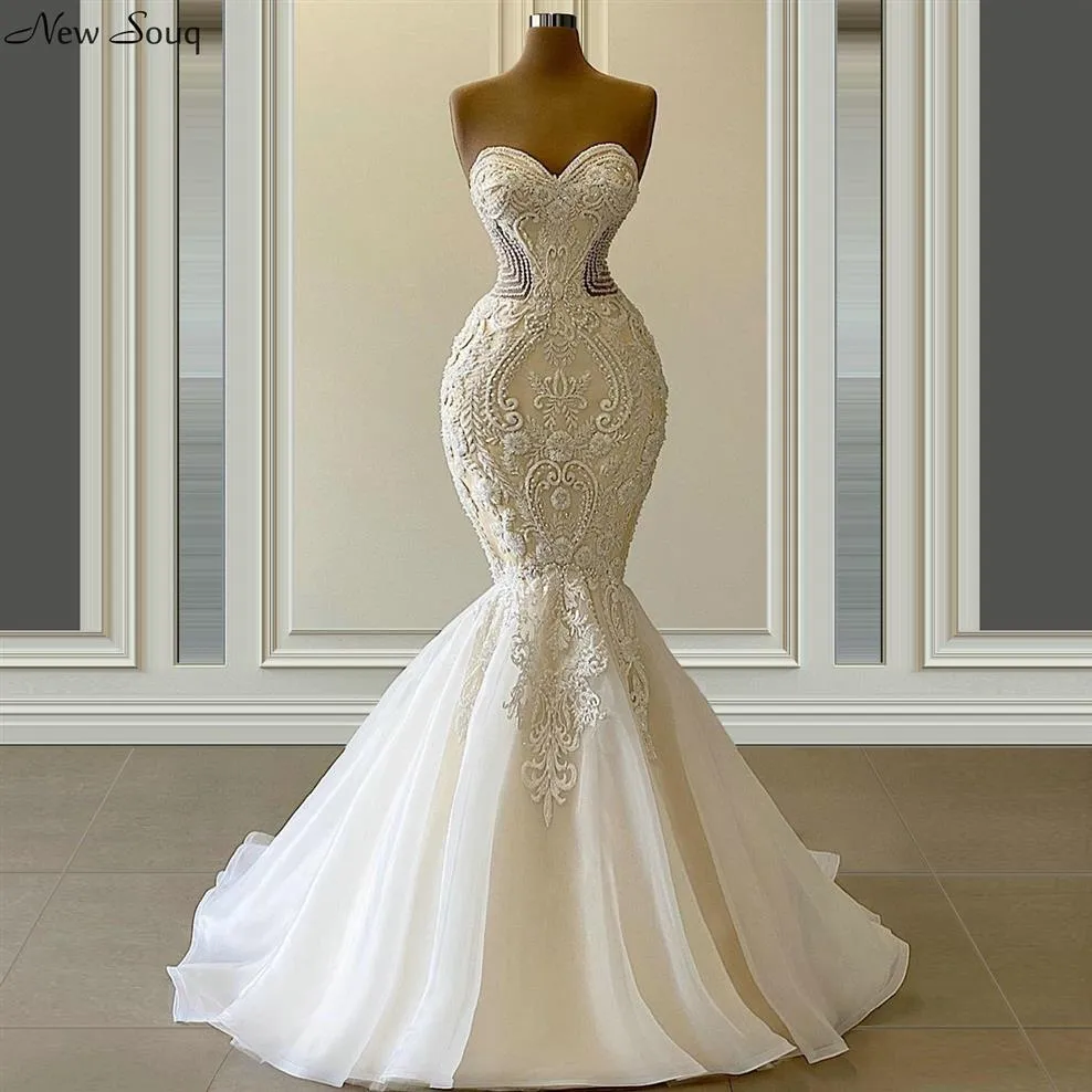 Robe De Novia gracieuse sirène robes De mariée chérie cou luxe perlé robes De mariée sur mesure 2020249z
