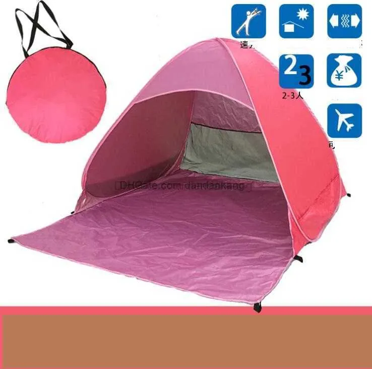 Snel automatisch openende zomertenten Outdoor Camping Schuilplaatsen voor 2-3 personen UV-beschermingstent voor strandreizen Gazontenten