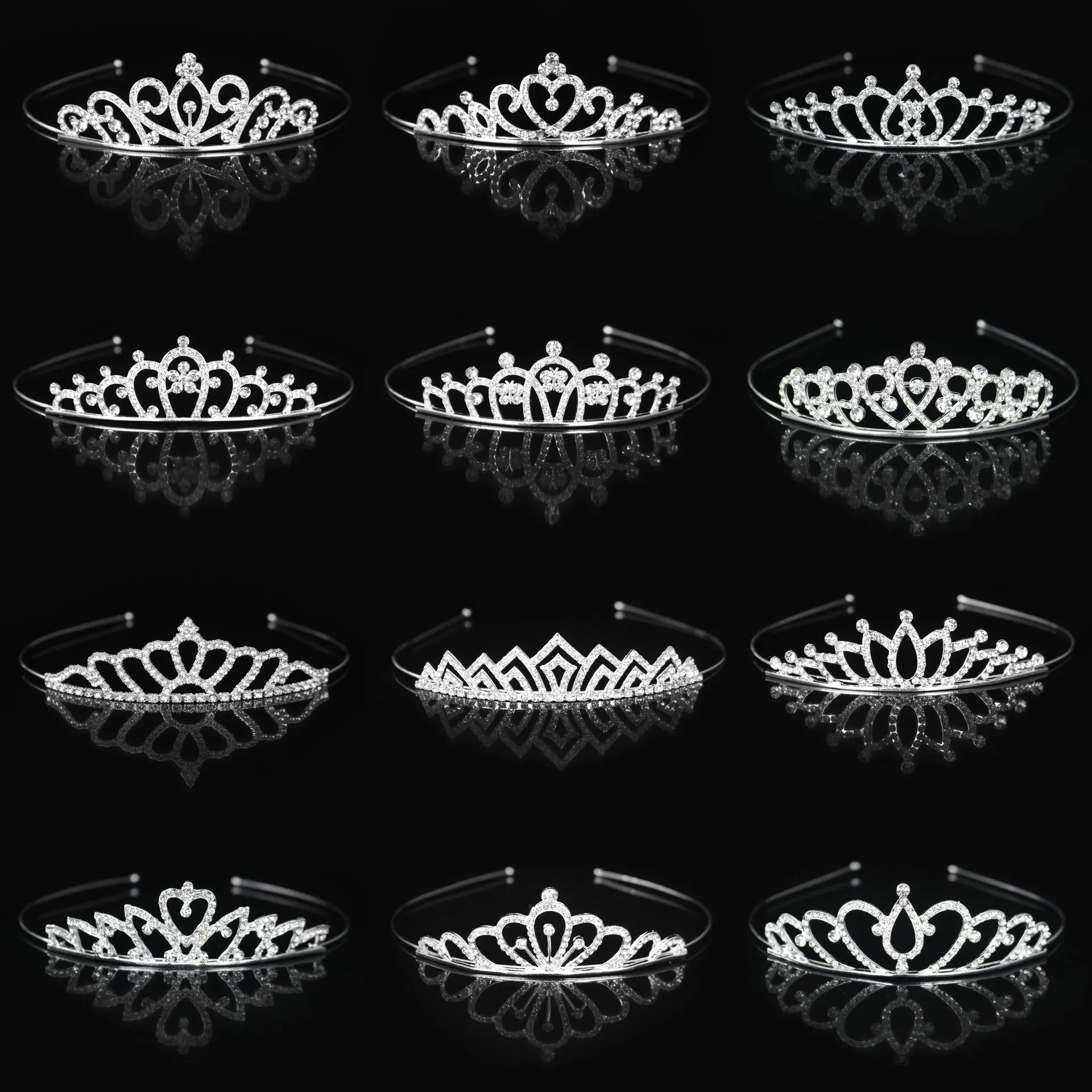 Kızların baş parçaları kristal tiara taç rhinestone kafa bandı saç bantları parti mücevher aksesuarları prenses headdress