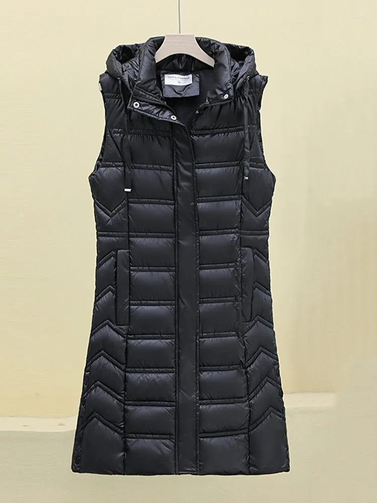 Kvinnors västar 2023 Snow Parka Jakcet Women Winter Autumn Warm Long Hooded Vest Plus Size Thick Coat för ytterkläder