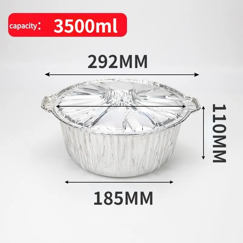 accessories 10pcs 3500ml Disposable Aluminum Foil Pot Outdoor Camping Cookware 45 Person Portable Nonstick Baking Pan Hot Pot Container