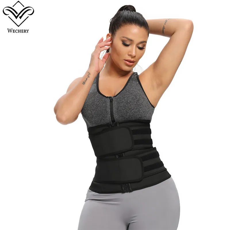 Tummy Controle Body Shaper Gewichtsverlies Buik Corset Sauna Slanke Riem Twee Riemen Ondersteuning Rug 9 stalen botten Taille Trainers