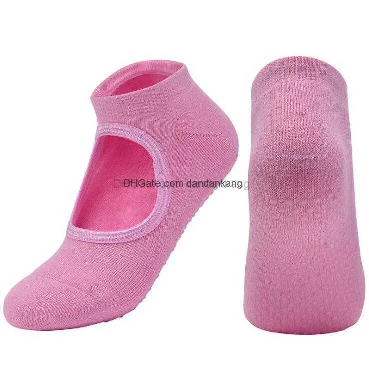 Yoga Backless socks Women Anti Slip Ballet Dancing Floor stocking Home Indoor Sox Knitted Cotton bottom Sock Slipper Sports Female Athletic accessary