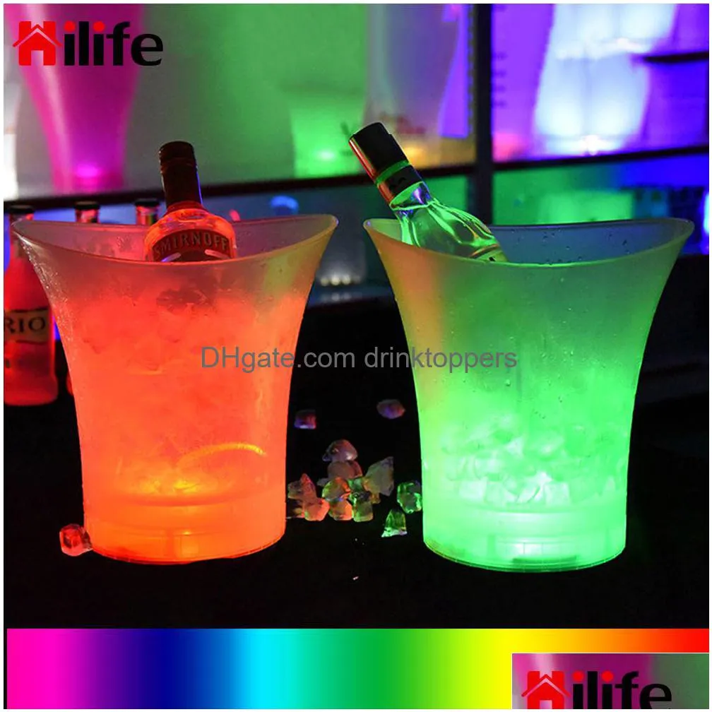 Hilife 5L LED Waterproof Ice Ice Buckets For Drinks Cooler In For
