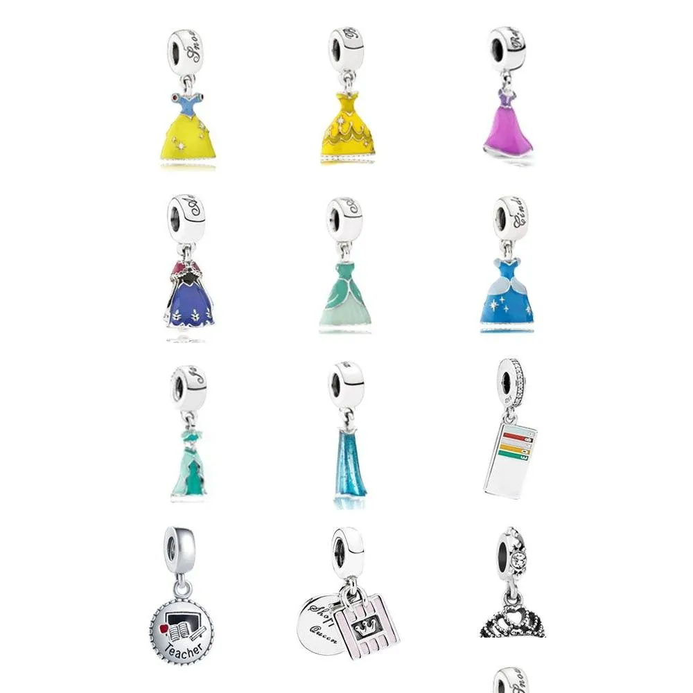 Charms 925 Sterling Sier European Dress Teacher Pendant DIY 오리지널 판도라 매력 팔찌 보석 드롭 배달 지느러미 DHVTX를위한 고급 구슬