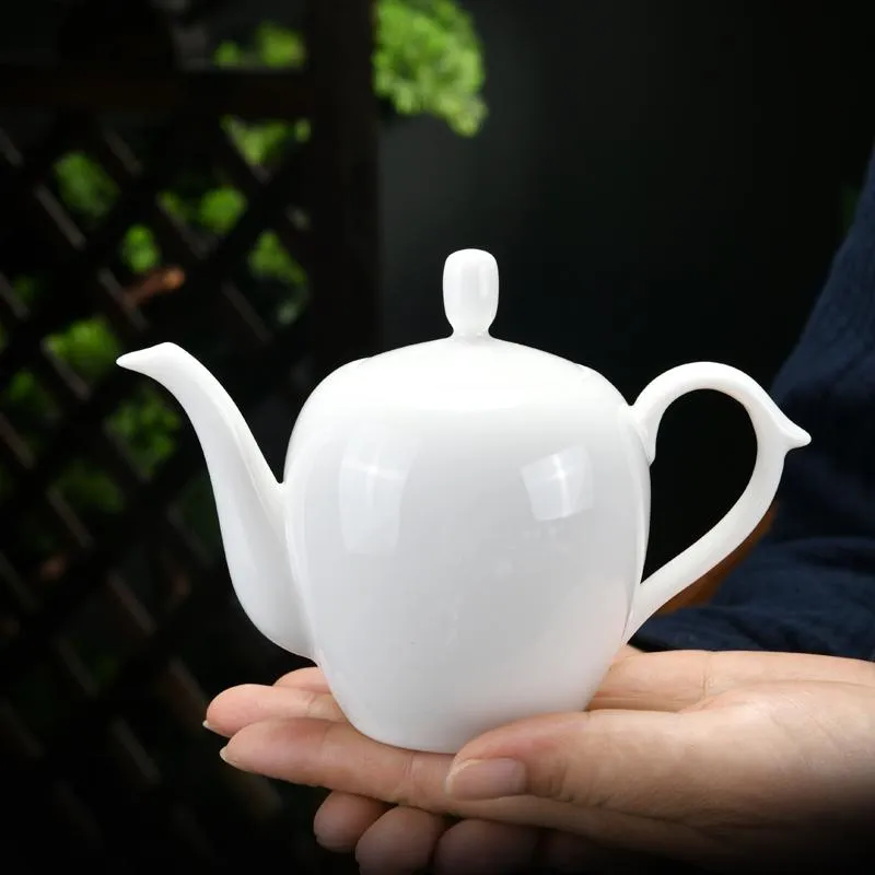 Accessoires théière en céramique de Jade Suet glaçure brillante, tasse à thé Kungfu chinoise, service à thé en porcelaine blanche
