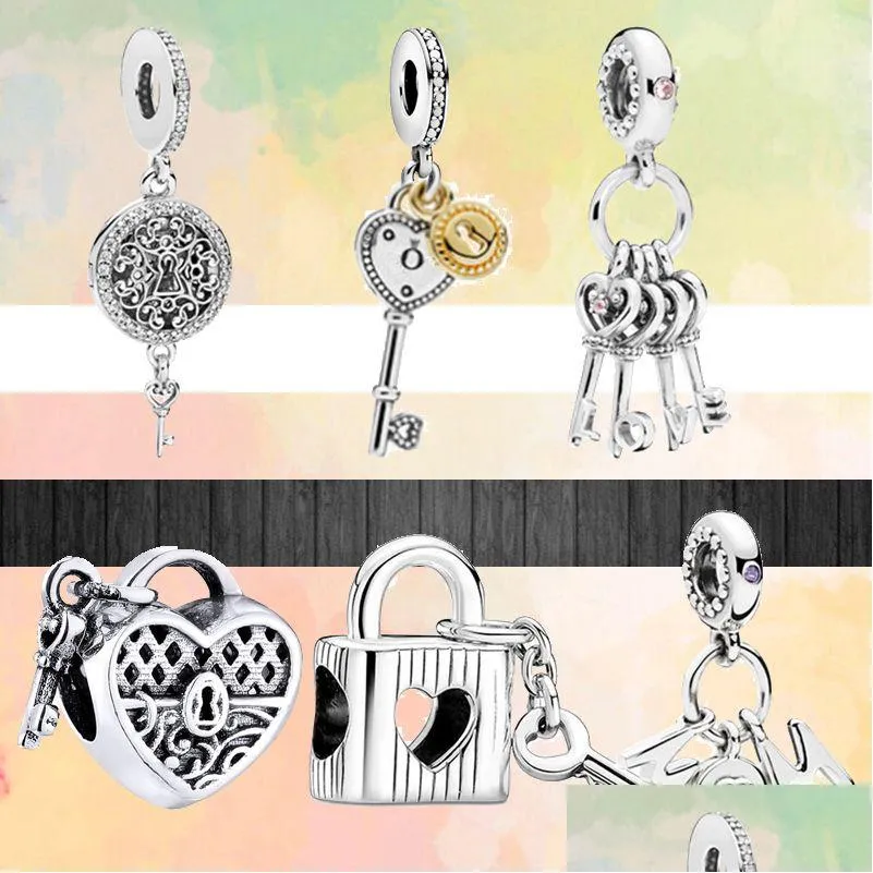 Charms 925 Sterling Sier Key Series Pendant Fashion Hollow Beads Suitable For Primitive Pandora Charm Bracelets Diy Female European Dhhbx
