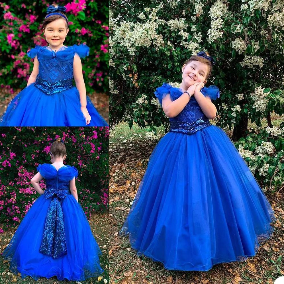 Amazon.com: Flower Girl Lace Dress for Kids Formal Wedding Bridesmaid Long  Princess Dresses Pageant First Communion Dance Prom Gown Little Baby  Baptism Big Girls Birthday Floor Length Puffy Tulle Skirt Blue 5-6Y: