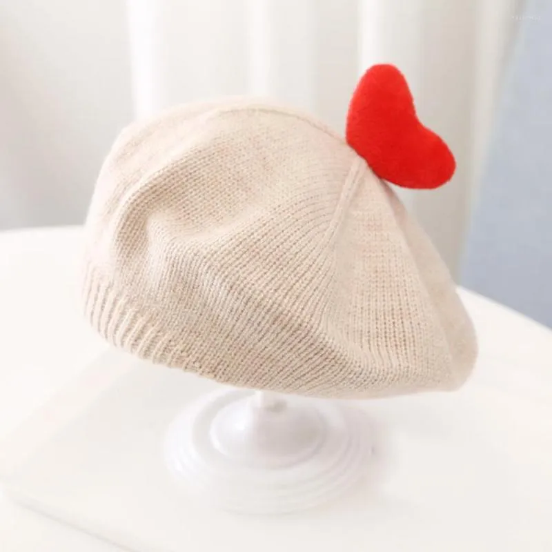 Boinas gorro chapéu quente bebê criança menina inverno gorro de malha amor coração fio de lã Baret