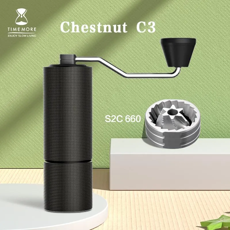 Grinders timemore chesut c2 c3 moedor de café manual s2c burr dentro de um moedor portátil de alta qualidade com posicionamento de rolamento duplo