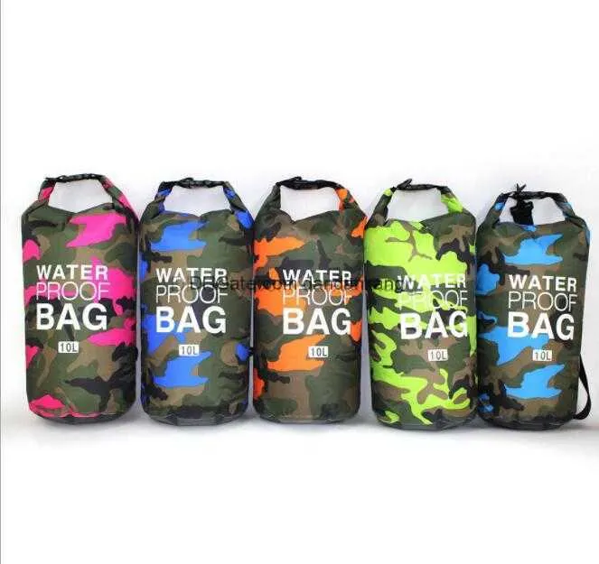 Camouflage wasserdichte Bag Trockenpaket im Freien im Freien Aufbewahrungsbeutel Mann Rafting Sack Kajakfahren Drifting River Trekking Rucksack 5L bis 30L