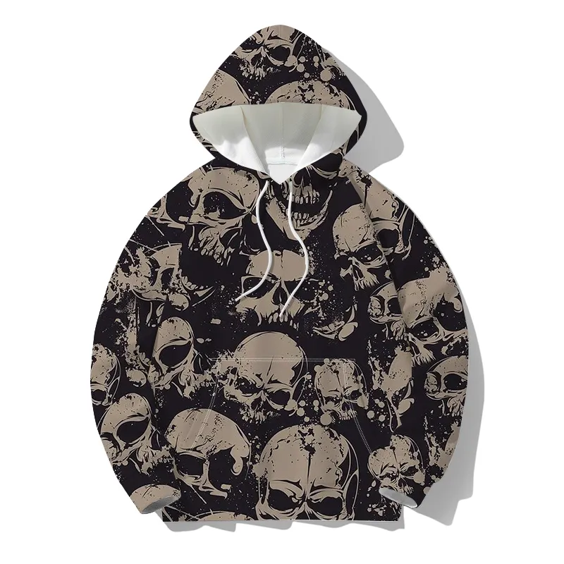 Men's Hoodies Sweatshirts American Retro Large Size Skull Graphic Hooded Sweatshirt Fashion Oversize Breathable Jumper Ins Y2K Loose Sweater Hoodie 230721