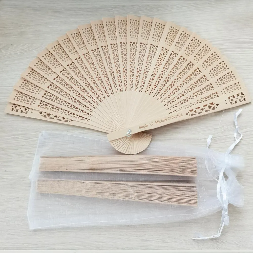 Boxes Customized Engraved Wood Folding Hand Fan Wedding Favors Personality Fans Personalized Birthday Baby Party Decor Gifts for Guest