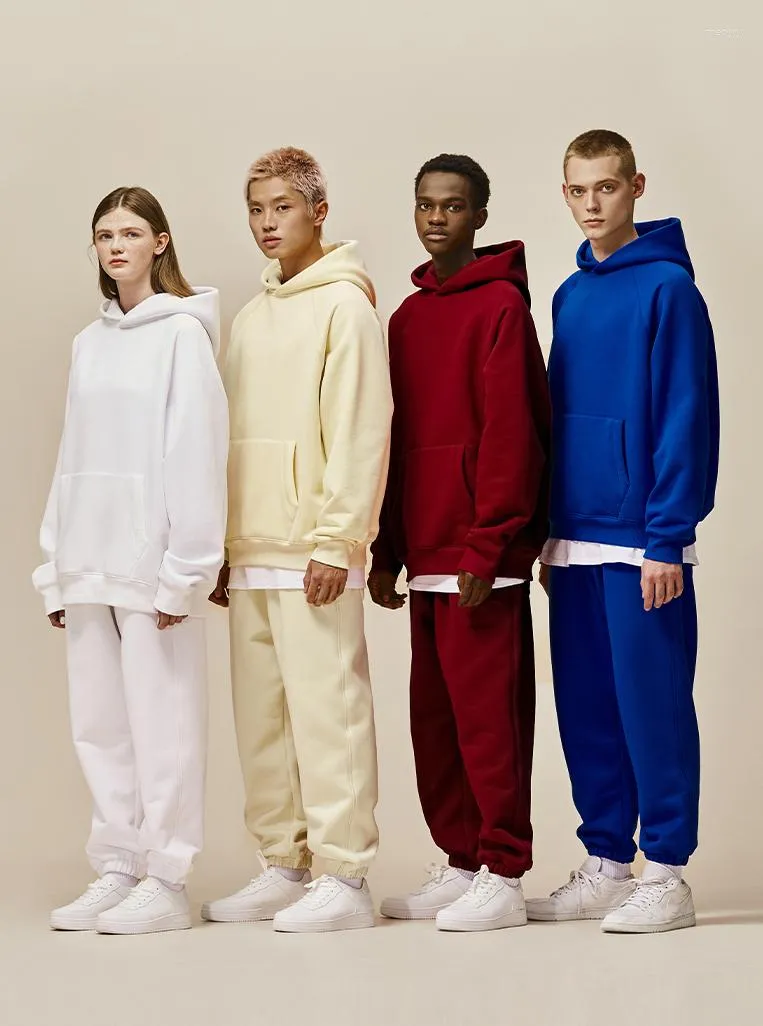 Herrspårar 2023 unisex överdimensionerade hoodies och jogger set tjock polär fleece fodrad tungviktsspårning män jogging kostym caster rockar