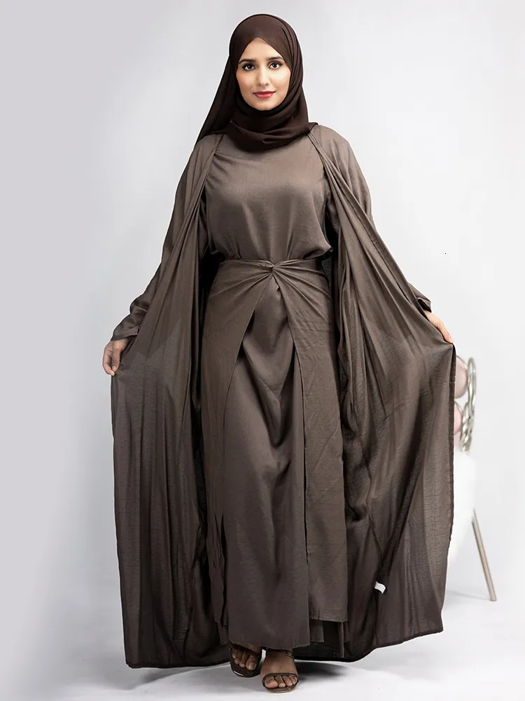elegant dress designs for ladies Ivory Floral Printed Kaftan Dress with Flowing Silhouette – Modest Ele –  FineLook main image 1