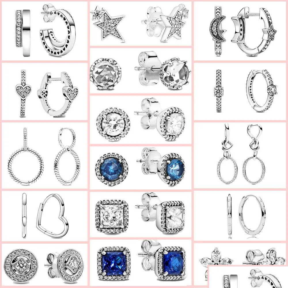 Charm 100% 925 Sterling Sier Earrings Star Snail Hoop Crown Pandora Ms. Jewelry Fashion Accessories Lämpliga för födelsedagsfall de dhe7q