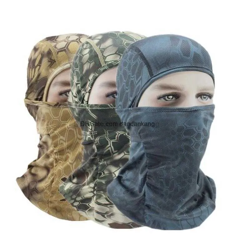 Militaire Camouflage Masker Hoed Outdoor Fietsen Vissen Jacht Bivakmuts Kap Hoofdbescherming Wraps Leger Tactische CS Skull Face Cover maskers Cap Beschermende uitrusting