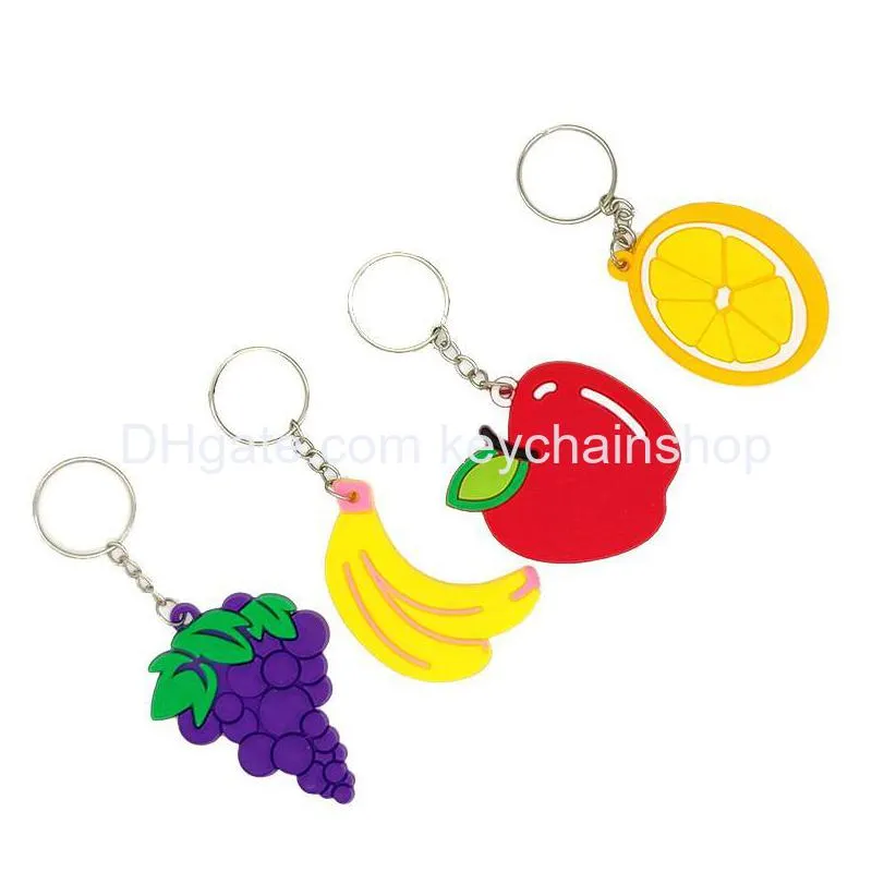 Porte-clés longes dessin animé fruit porte-clés pendentif enfants Pvc accessoires de mode porte-clés porte-clés livraison directe Dhphm