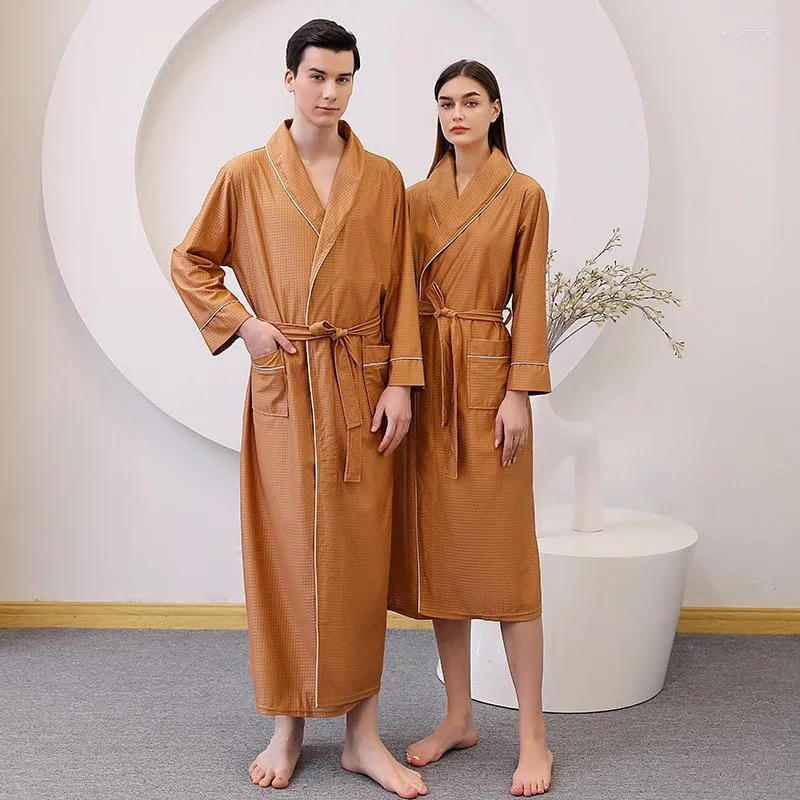 Women's Sleepwear Fdfklak Fashion Bathrobe Waffle Lovers Spring Autumn M-3XL Dressing Gown Men Women Plus Size Male Robes