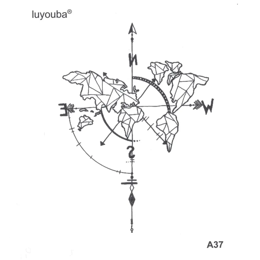 Weltkarte Fake Tattoo Tatuajes Tatuagem Body Art Wasserdicht Temporäre Tätowierung Aufkleber Kompass Tatoo Temporäre Aufkleber Tatoos