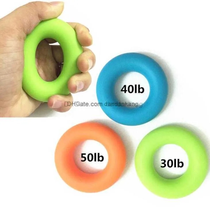 Muscle Power Training Silicone Grip Ring Ousicer 30IB-50IB Styrka Fingergummi Händer Grip Styrka Fitness Muskelutrustning Verktyg