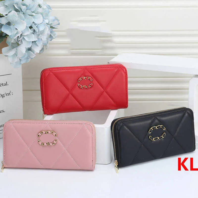 Cartera de mujer de moda Negro Rosa Rojo Empreinte Clutch Señoras Chica Cartera larga Carteras de cuero con cremallera única Monedero clásico Titular de la tarjeta