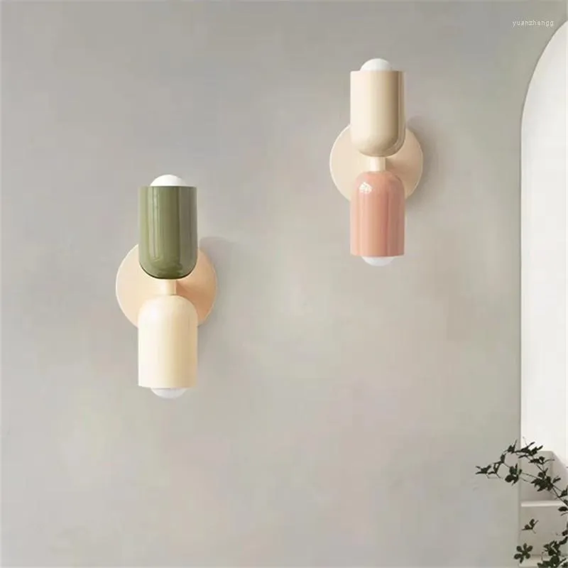 Appliques murales haut en bas lampe mince nordique minimaliste couleur lumière chambre chevet chambre d'enfant fond E27 décor à la maison lumières d'ambiance