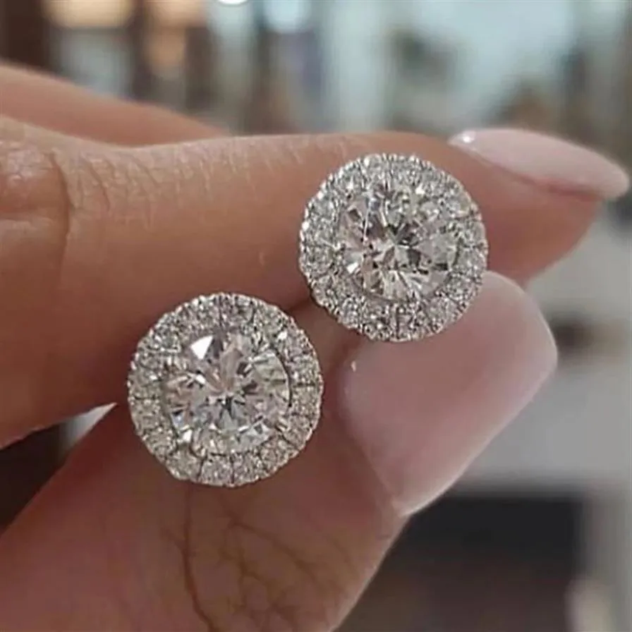 Luxury 925 Sterling Silver Diamond Earings Jewelry for Women 6mm Liten Stud Christmas Gift Bridal Jewelry Wedding Accessories Earr285i