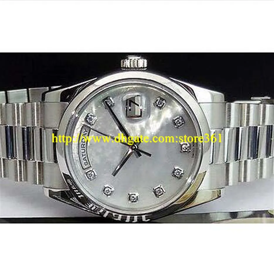 Store361 NYA ANDA KLUTNINGAR NY 36MM PLATINUM PRESIDENT MOP DIAMOND DIAL - 118206176Y