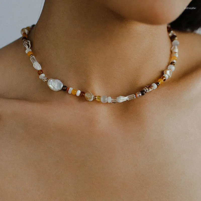 Choker Timeless Wonder Śliczny naturalny naszyjnik z kamiennego kamiennego konczu