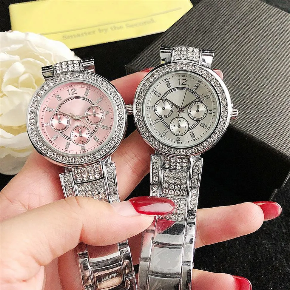 브랜드 시계 여성 레이디 소녀 크리스탈 스타일 금속 스틸 밴드 쿼츠 손목 시계에서 022656