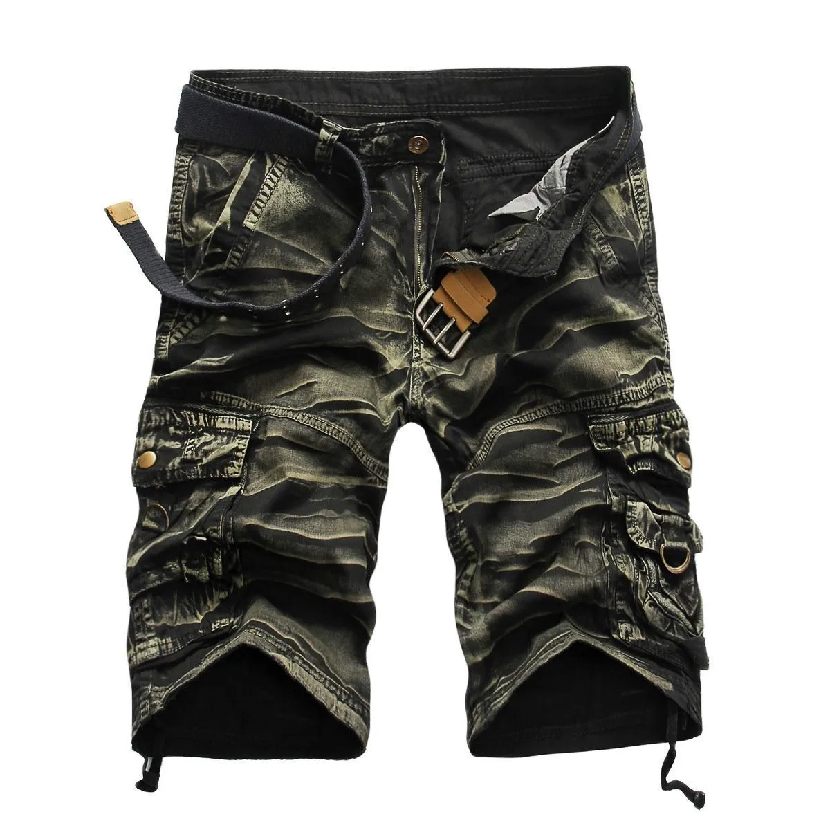 Heren Shorts Zomer Cargo Mannen Cool Camouflage Katoen Casual Korte Broek Merk Kleding Comfortabele Camo Geen Riem 230721