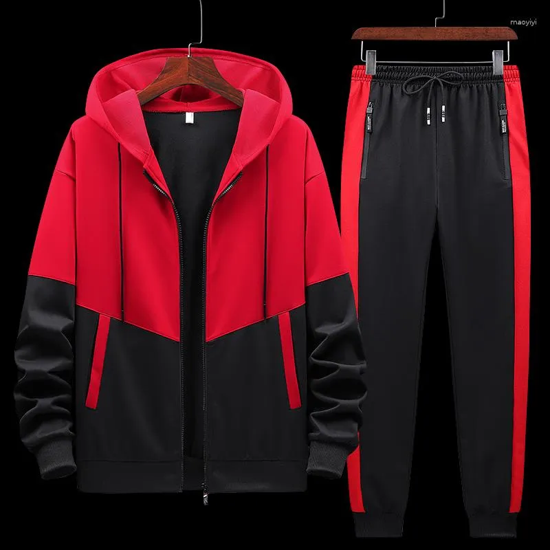 Men's Tracksuits 2023 Spring And Autumn Tracksuit Leisure Sports Suit Hooded Long-Sleeved Coat Jacket Bunched Foot Trousers Two-Piece Set