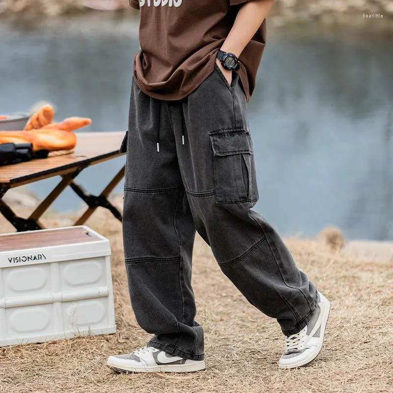 2023 Mens Baggy Jeans With Big Pockets, Denim Baggy Cargos Men, Wide Leg,  And Casual Streetwear Hip Hop Style From Bearlittle, $31.41